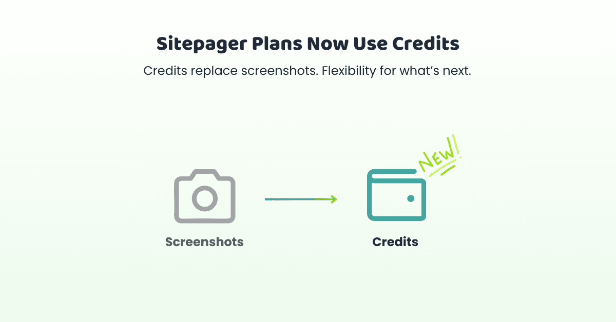 Sitepager credits-based usage tracking replacing screenshot-based billing