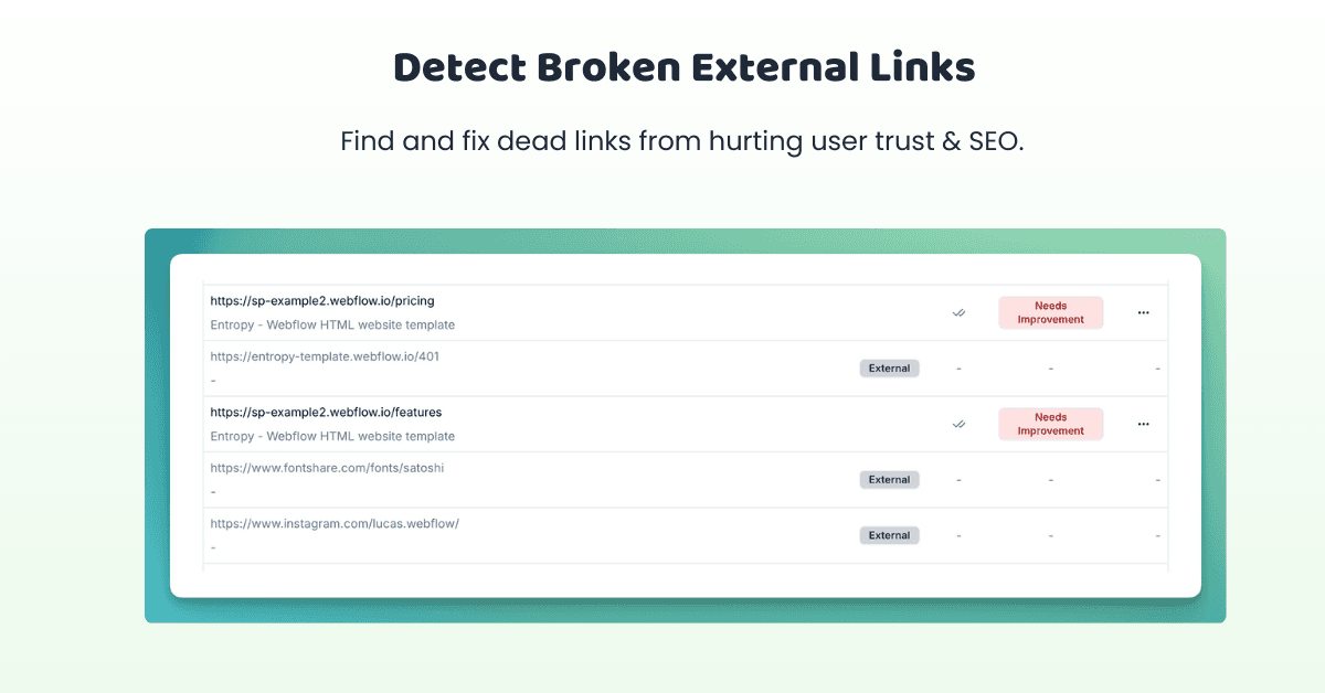 Sitepager detecting broken external links with 404 error report